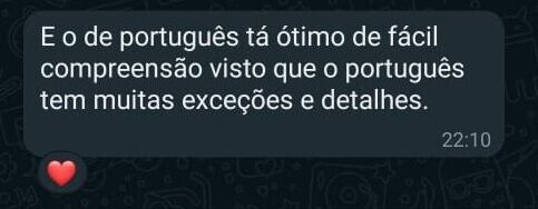 Mensagem de agradecimento de aluno