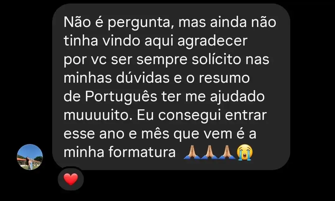 Depoimento em destaque de aluno sobre o material